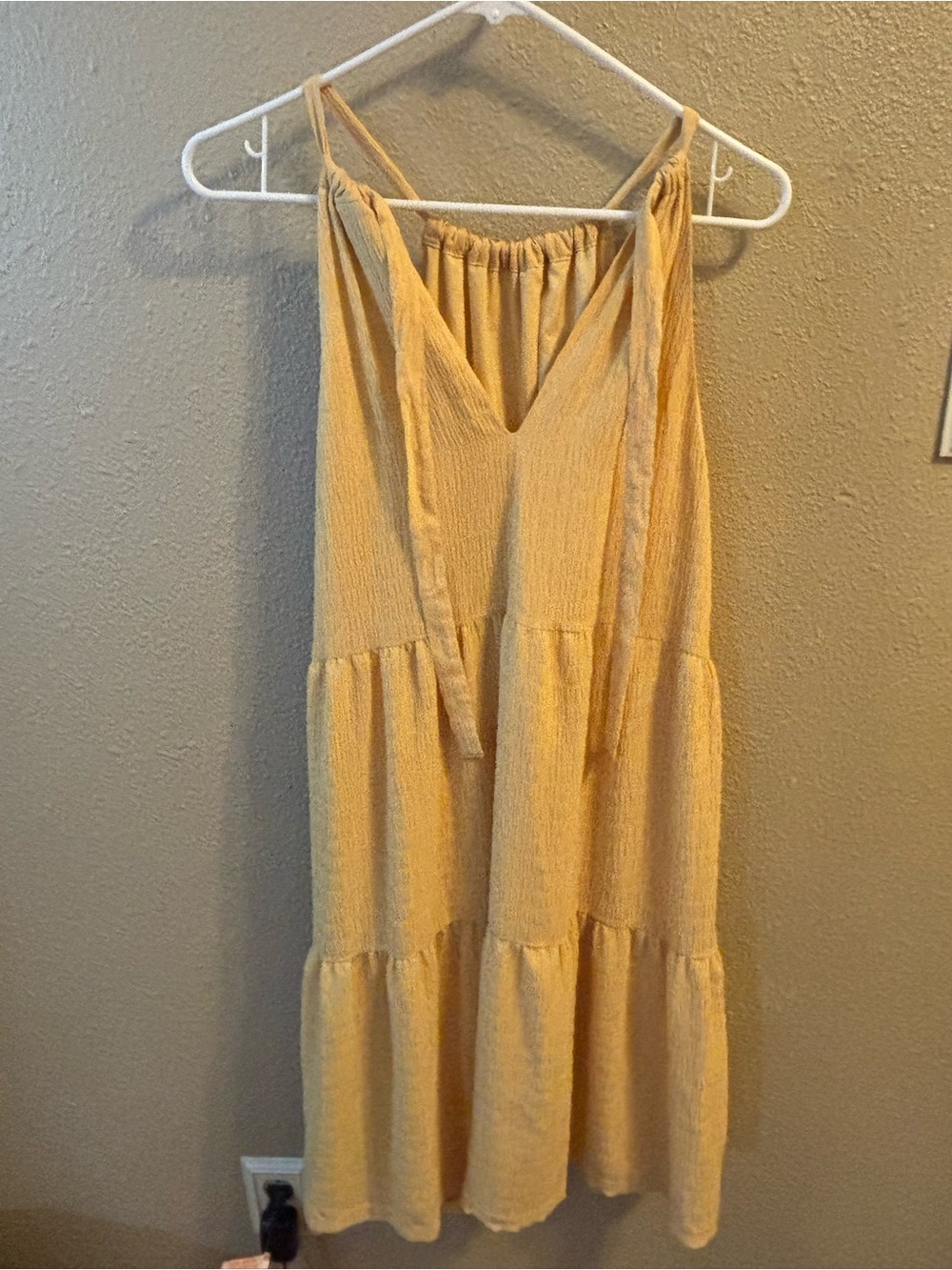 a new day Mustard Tie-Strap Tiered Midi Dress